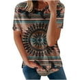 thumbnail image 2 of Wycnly Womens Tops Dressy Casual Comfy Breathable Loose Fit Vintage Graphics Ladies Pullover Tees Shirts Summer Short Sleeve Round Neck Tops Western Print Blouse Brown XXL, 2 of 5