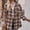 Brown, variant on Jacenvly Button up Shirts for Women Plaid Corduroy Jacket Soft Comfort Long Sleeve Overcoat Drawstring Hoodlies Pocket 2024 and Spring Coats Leisure Trendy Thigh Length Tops