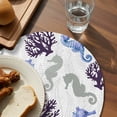 thumbnail image 3 of Seahorse Coral Coastal Round 13 Inch Placemats Set of 2, Nautical Summer Beach Ocean Sea HeatResistant Non Slip Place Mats for Dining Table, Wipeable Braided Kitchen Table Mats for Housewarming, 3 of 9