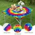 thumbnail image 4 of Rainbow Tie Dye Mandala Pattern Square Fitted Tablecloth with Elastic Edge,Square Table Cover,Washable Elastic Table Cover for Home Kitchen Party Decor 34"x34", 4 of 6