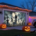 thumbnail image 5 of Spooky Halloween Garage Door Banner 7x16 FT - Glow in Dark Bat Pumpkin Design, Weather Resistant Polyester Outdoor Decor for Yard, Party Photo Background, 5 of 6