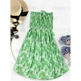thumbnail image 5 of LA LEELA Women's Summer Boho Halter Smocked Mini Flowy Beach Dress Tube Top Strapless Dresses for Women One Size Leafs, Green, 5 of 5