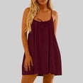thumbnail image 7 of Womens Backless Cami Dress Summer Beach Vacation Mini Bubble Dress Spaghetti Strap Open Back Sundress Red, XL, 7 of 7