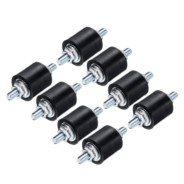 8pcs M4x10mm Thread Studs Rubber Shock Zinc Plated 15x15mm Male 16pcs M4 Lock Nuts