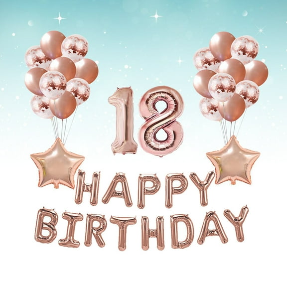 SASABAXI 37 Pcs Birthday Decorations Balloons Star Numbers Letters Round Shapes Kids Teenagers Party Theme