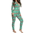 thumbnail image 2 of Fashnice Combinaison pour Femmes Col en V Pyjama Moulant à Rabat Boutonné Confortable pour les Vacances Vert P, 2 of 4