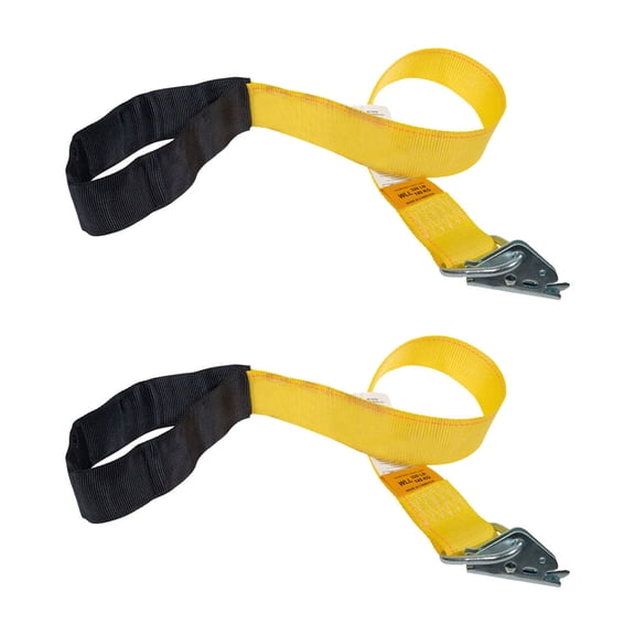 2 Pack 36” x 2” Single-Loop Driver Assist Strap with 12” Loop Handle, 320 lbs WLL / 960 lbs Break Strength – For Truck, Cargo Trailers – Yellow/Black
