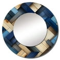 thumbnail image 2 of Designart "Striped Symmetry In Beige And Blue" Geometric Blue Large Round Mirror - Round Bedroom Mirror Wall Decor - Modern Round Printed Mirror - 36" x 36", 2 of 6