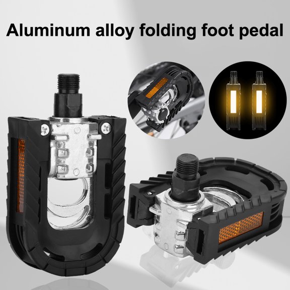 Folding Bike Pedals For Ebike With Reflective Strips Wide Flat Pedals,Aluminum Urban Cycling Pedals