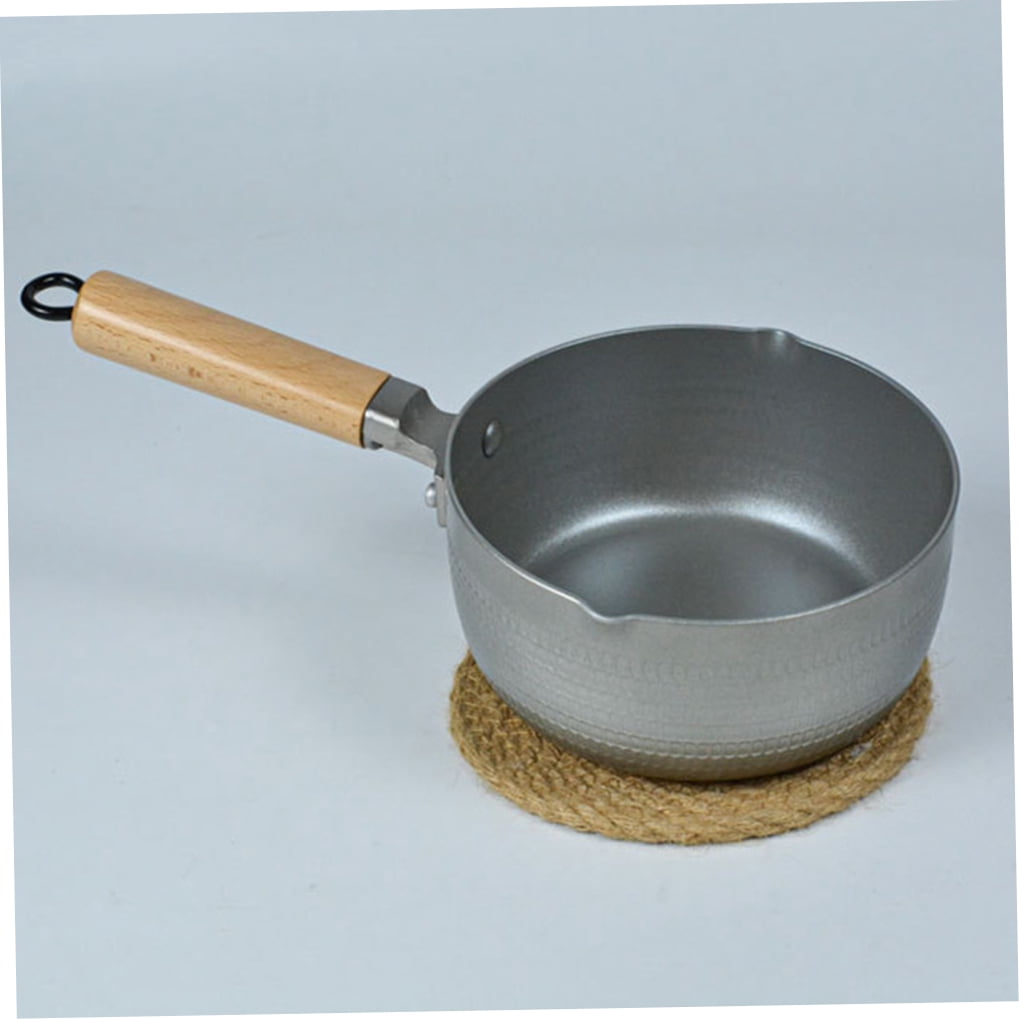 Soimiss 1Pc Instant Noodle Stew Pot Nonstick Plated Silver Pan with Double Outlet for Easy Pouring