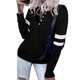 thumbnail image 5 of Moda Mujer Casual Rayas Estampado Manga Larga Buton V-Cuello Tops Blusa Pompotops gfhjh11479, 5 of 9