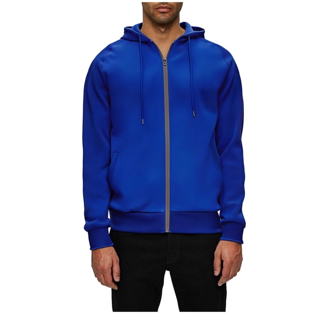 Long Sleeve Hooded Pocket Drawstring Zipper Sweatshirt Coat