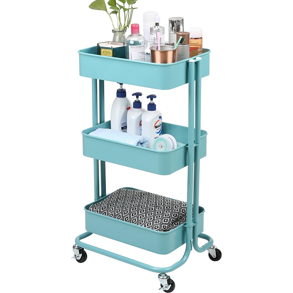 Rackaphile 3Tier Utility Cart with Wheels, HeavyDuty Rolling Storage