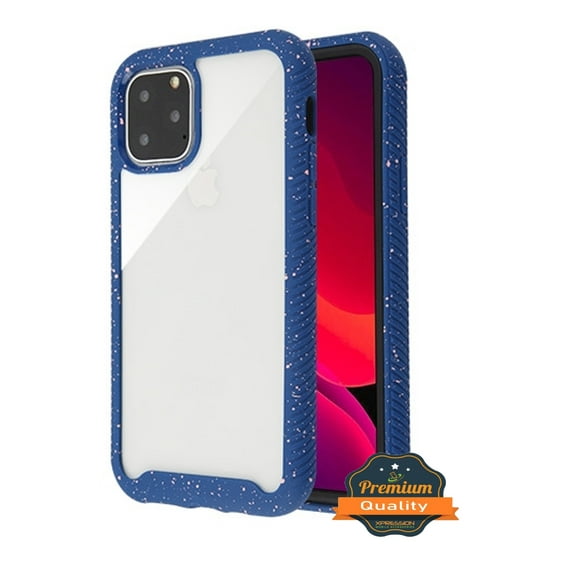 Apple iPhone 11 PRO Phone Case Hybrid Cover with [Rigid Panel] [TPU Cushion] Enhanced Hand-Grip TPU Cushion Frame   Transparent Clear Shock-Absorbing Armor Rubber Bumper BLUE Cover for iPhone 11 Pro