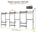 thumbnail image 4 of ROGALIS Industrial Pipe Cloth Rack, H6 Wall Mounted Closet System w/6 Telescopic Rods, Heavy Duty Closet Organizers and Storage in Wardrobe Closet w/3 Fixing Rods, 9 Shelves, Black, 4 of 9