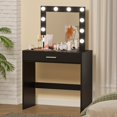 Reettic LED Lighted Mirror Vanity Table, Makeup Desk for Bedrooms