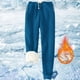 thumbnail image 2 of Pantalones deportivos Prolriy para mujer, con forro cálido, deportivos, de cintura alta, con forro polar, largos y gruesos de invierno para exteriores, color azul marino, talla S, 2 of 5