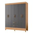 thumbnail image 2 of Ropero Clóset Bertolini Movyli Mueble Armable para Colgar Ropa 6 Puertas 2 Cajones Color Freijo Gris, 2 of 4