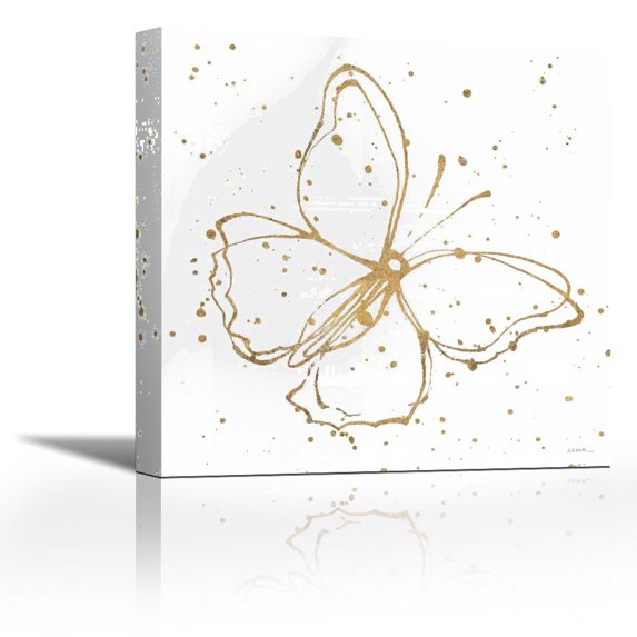 Golden Wings I - Contemporary Fine Art Giclee on Canvas Gallery Wrap - wall décor - Art painting - 24 x 24 Inch - Ready to Hang
