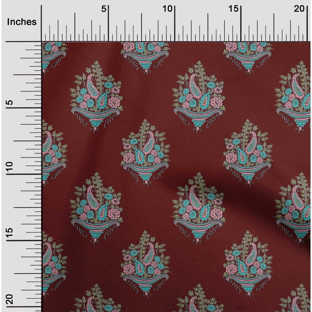 oneOone Cotton Silk Fabric Leaves|Floral & Paisley Block Fabric Prints By Yard 42 Inch Wide