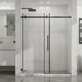 thumbnail image 2 of Frameless Shower Door Goodyo 60" W x 72" H Sliding Shower Door, Frameless Sleek Glass Shower Door, 1/4" (6mm) Thick Tempered Clear Glass with Easy-clean Coating, Stainless Steel Hardware, Matte Black, 2 of 12