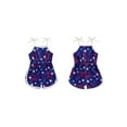 thumbnail image 3 of Aojekbee Kid Girls Jumpsuit, Tie-up Spaghetti Straps Stars Print Romper 4th of July Clothes, 3 of 10