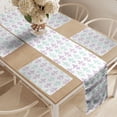 thumbnail image 2 of Ambesonne Fleur De Lis Table Runner & Placemats, Grunge Pastel Look, Placemat 4 pcs + Runner 12"x72", Mint Green Lilac White, 2 of 2