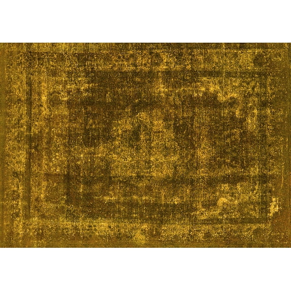 Ahgly Company Machine Washable Indoor Rectangle Oriental Yellow Industrial Area Rugs, 2' x 5'