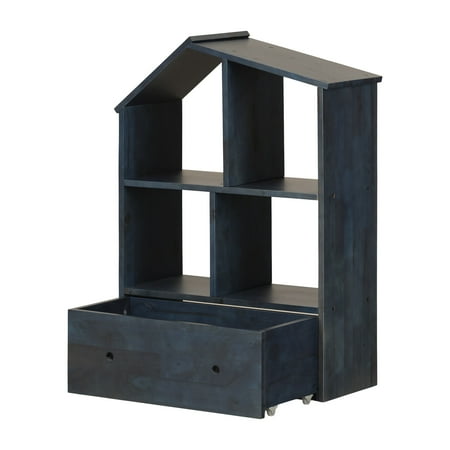 UPC: 0066311089998 | South Shore Sweedi  Scandinavian Bookcase with Storage Bin  Dark blue