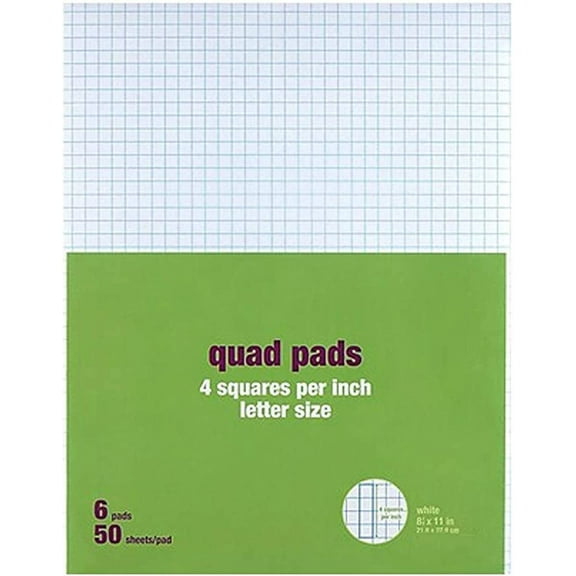 MyOfficeInnovations Graph Pads 8.5" x 11" Graph White 50 Sh./Pad 6 Pads/PK 412593