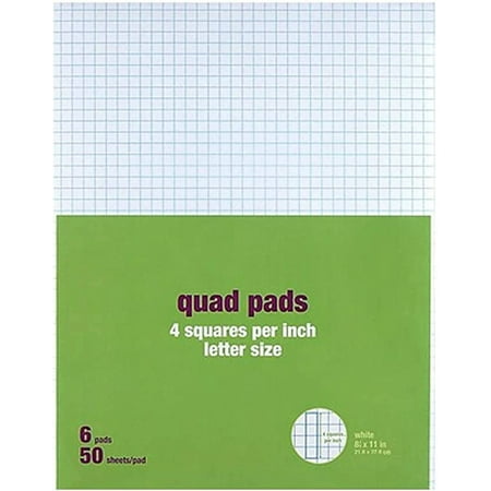 MyOfficeInnovations Graph Pads 8.5" x 11" Graph White 50 Sh./Pad 6 Pads/PK 412593