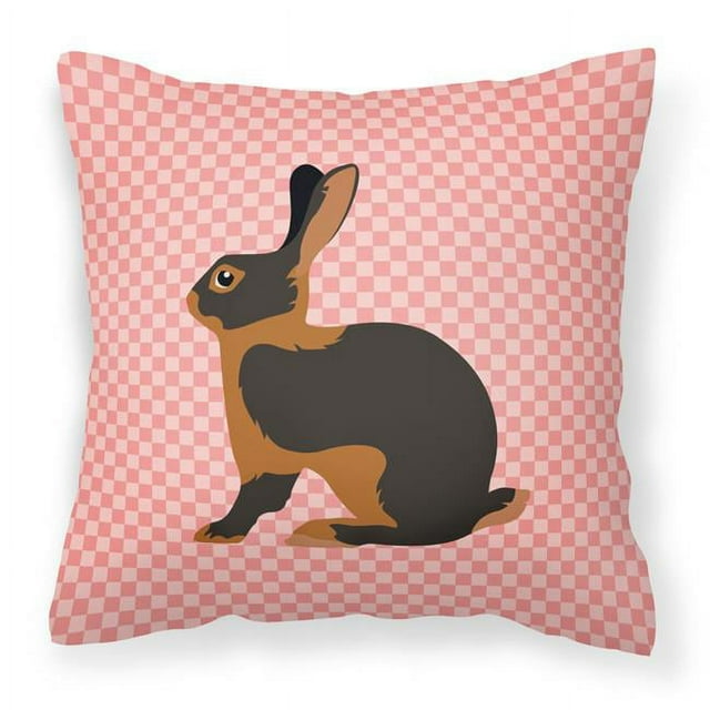 Carolines Treasures BB7963PW1818 Tan Rabbit Pink Check Fabric Decorative Pillow, 18 x 18 in.