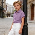 thumbnail image 4 of Dagugfen Button down Shirts for Teen Girl Short Sleeve Lightweight Breathable Summer Vacation Outdoor Beach Shirts 3-13 Years, 4 of 8