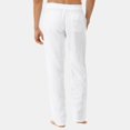 thumbnail image 3 of RYDCOT Men Summer New Style Simple And Fashionable Pure Cotton And Linen Trousers White L, 3 of 9