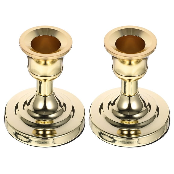 Worgeous 2 Pcs Party Candle Holder for Pillar Candles Chime Holders Golden