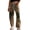 khaki, variant on Women Loose Round Bucket Horseshoe Jeans with Wide Leg Patches and Low Waist Denim Pants with Pockets
