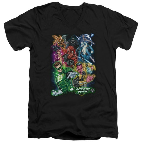 Green Lantern - Blackest Group - Slim Fit V Neck Shirt - X-Large