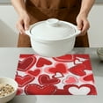 thumbnail image 4 of Red Pink Love Hearts Placemats Set of 6, Happy Valentine's Day Dining Table Place Mats Home Kitchen Decor Heart 17.7*11.8inch, 4 of 6