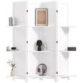 thumbnail image 2 of HOMCOM 4 Panel 67" Tall Wood Privacy Screen Room Divider with 3 Display Shelves, and Folding Storage for Bedroom or Home Office, White, 2 of 9