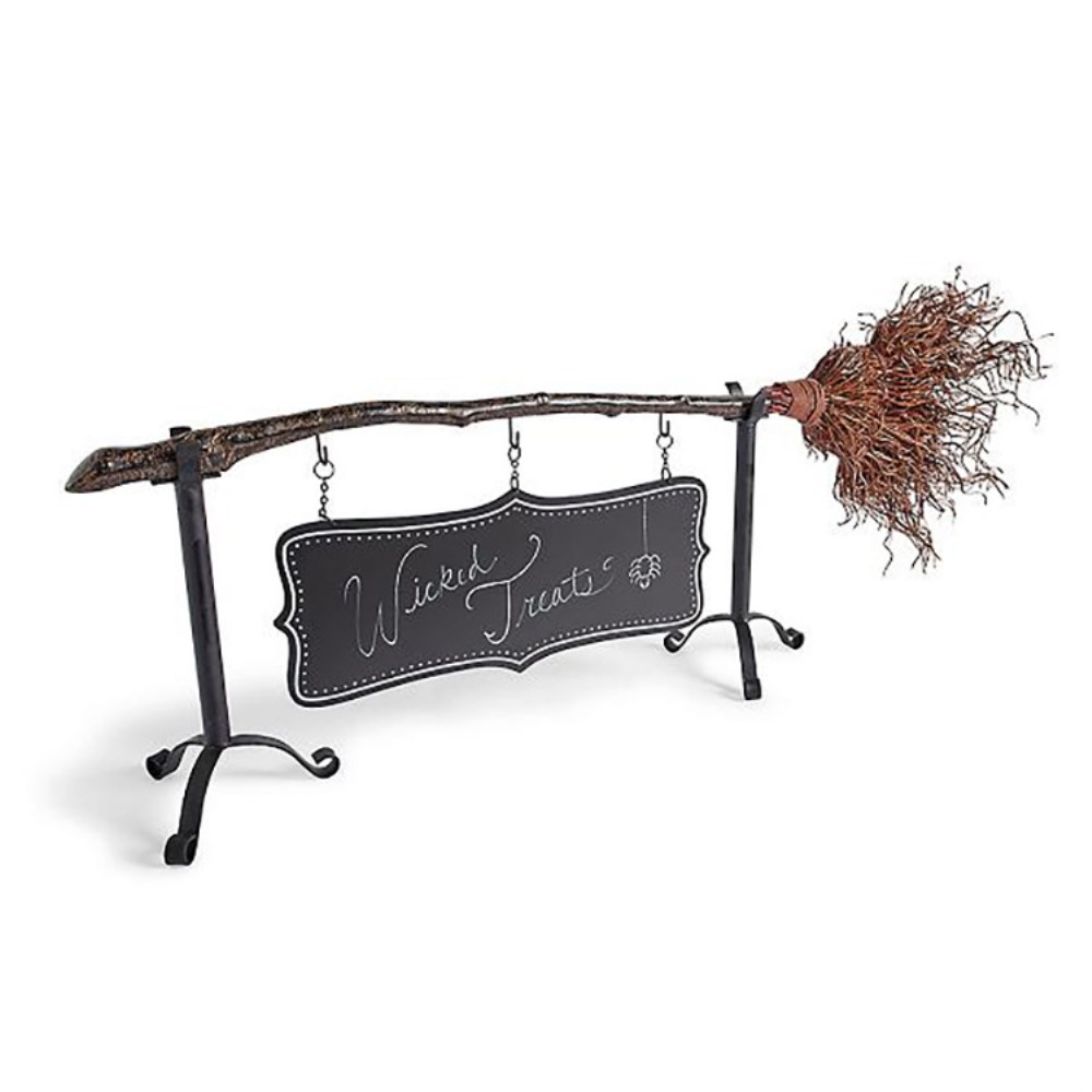 Latady Halloween Broomstick Pumpkin Snack Bowl Stand,Creative Snack