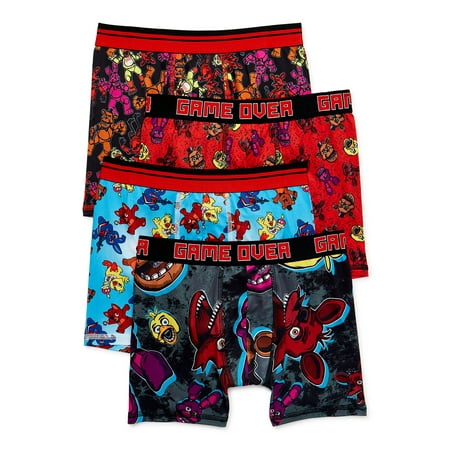 Five Nights at Freddy's Boys All Over Print Boxer Briefs Underwear, 4-Pack, Sizes XS-XL