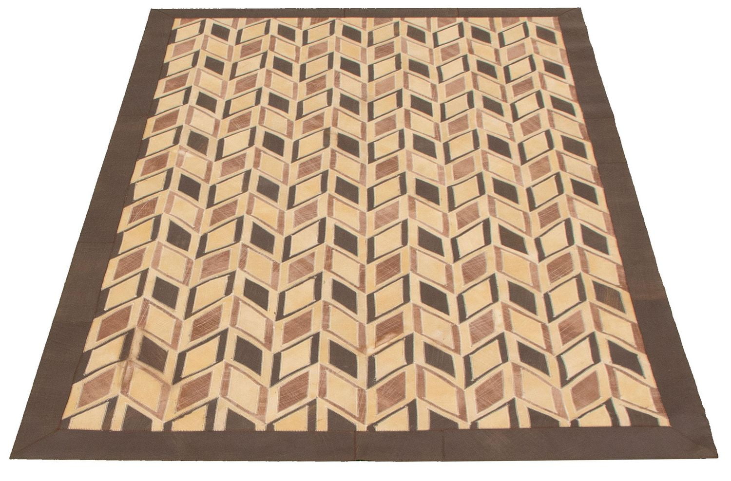 ECARPETGALLERY 4'11" x 7'10" Contemporary Cowhide Patchwork Handmade Area Rug for Living Room, Dining Room and Bedroom in Brown