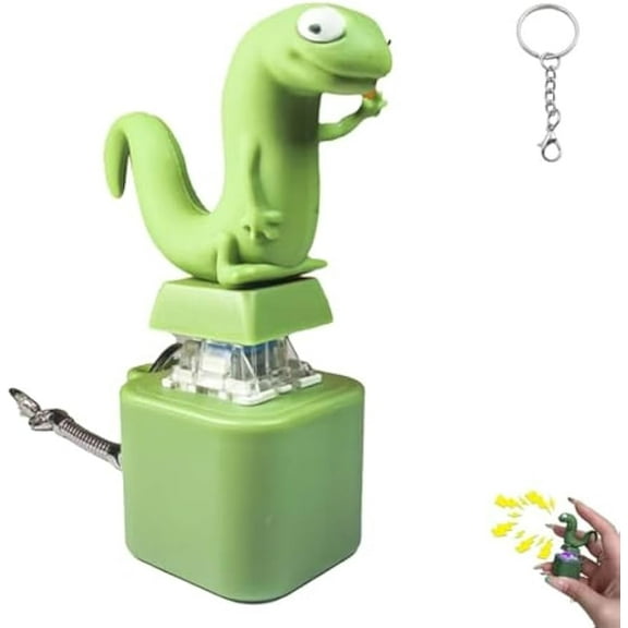 Lizard Keychain Sound, Fun Rechargeable Lizard Button Keychain Clicker, 2025 Upgrade Animal Keychains Sensory Stress Reliever Lizards with Colorful Lights (1)