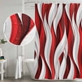 thumbnail image 5 of Red White Moire Standard Shower Curtain Set, Waterproof Shower Curtains for Bathroom, Modern Abstract Art Washable Fabric Cloth Bath Curtain for Bathtub Decoration with Hooks 72x72 Inches, 5 of 6