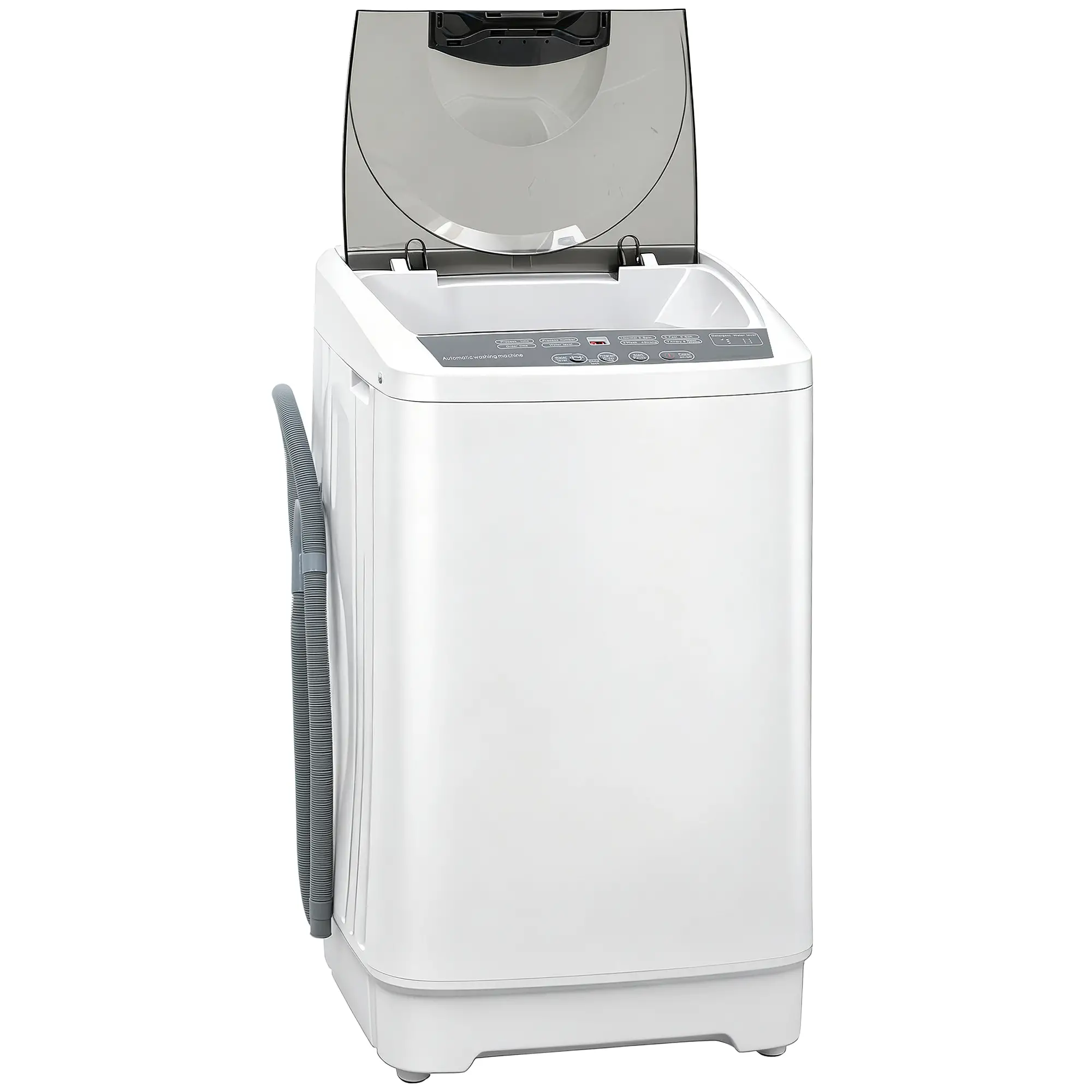 1.3 Cu.Ft Compact Portable Washing Machine, 9.9Lbs Capacity with 8 Programs & 6 Water Levels, Child Lock Auto-Stop Lid Quiet Washer for Apartment RV Dorm - White & Transparent Gray