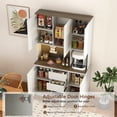 thumbnail image 3 of 74" Kitchen Pantry Cabinet with Charging Station, Freestanding Buffet Cupboards Sideboard with LED Lights, Modern Pantry Cabinet with Microwave Stand for Kitchen, Dinning Room, 3 of 8