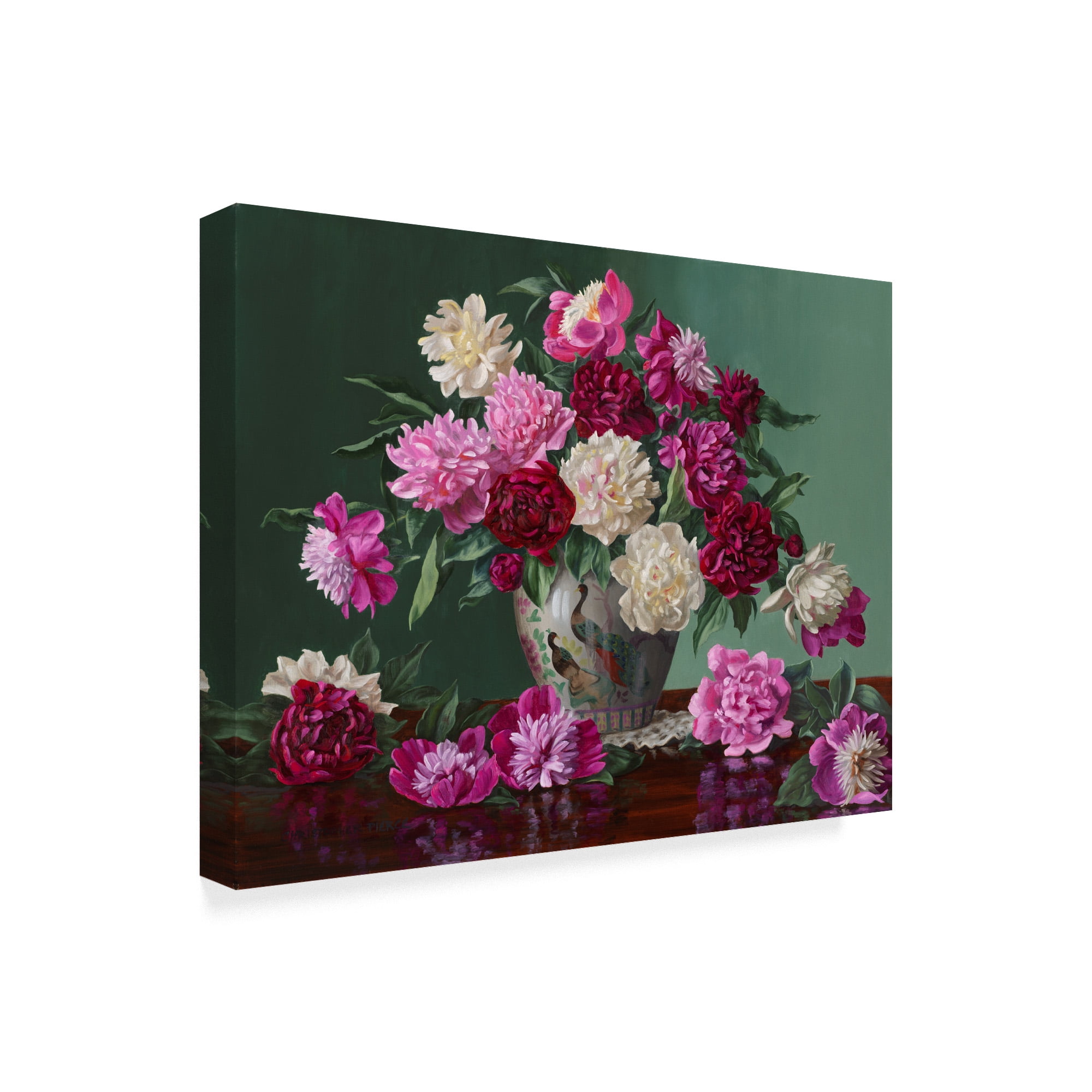 Trademark Fine Art 'Peonies In Peacock Vase' Canvas Art by Christopher Pierce