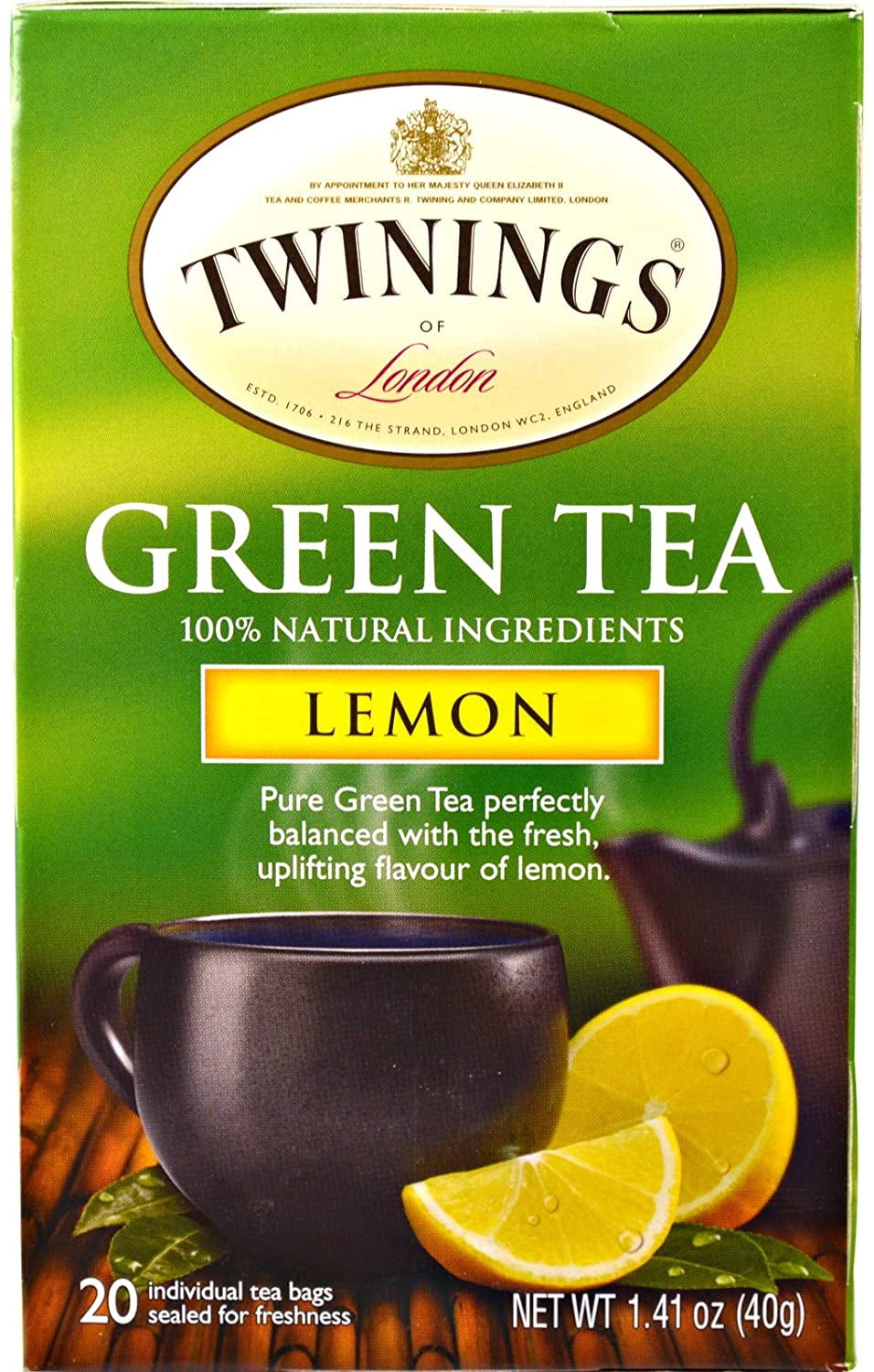 Twinings Lemon Green Tea Box, 20 Count Per Box