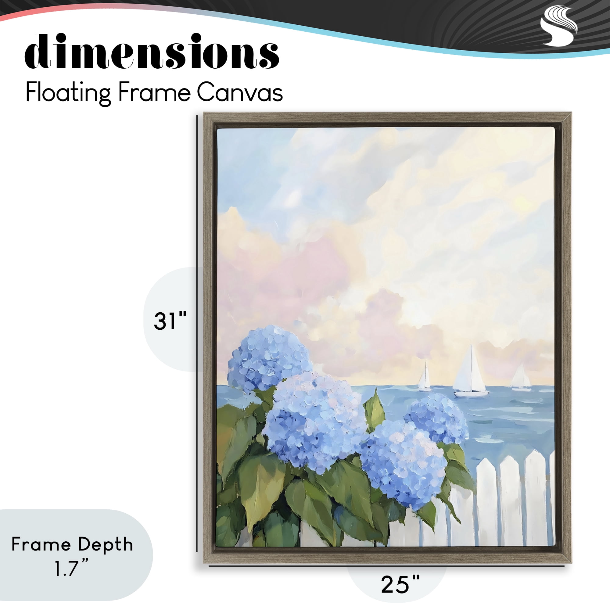 Stupell Industries Hydrangeas By The Sea Brown Framed Floater Canvas Wall Art, design by Creative Studio