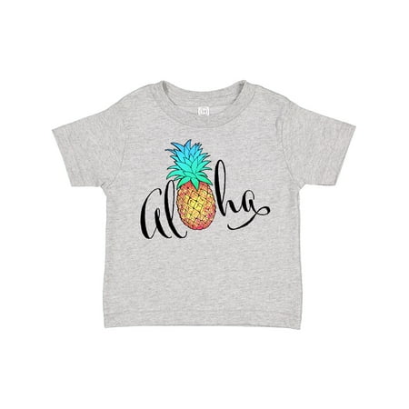

Inktastic Aloha- in cursive with pineapple rainbow colors Boys or Girls Toddler T-Shirt